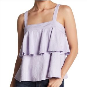 Abound Purple Tiered Linen Blend Tank Top Size M